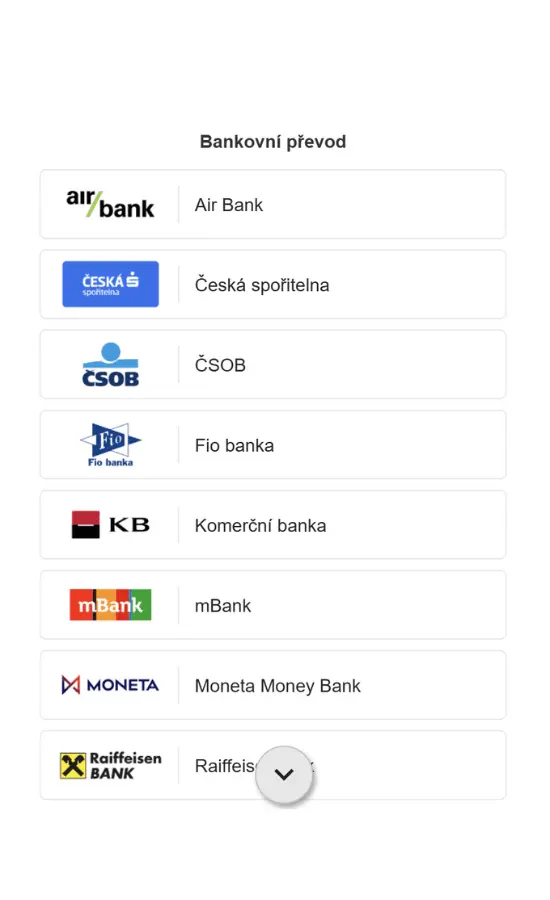 Bankovní převody na platební bráně