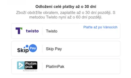 Odložené platby na platební bráně