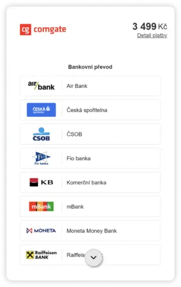 bankovní převod na platební bráně