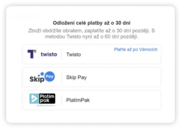 odložená platba na platební bráně
