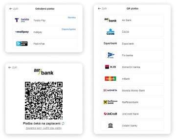 koláž platební brána
