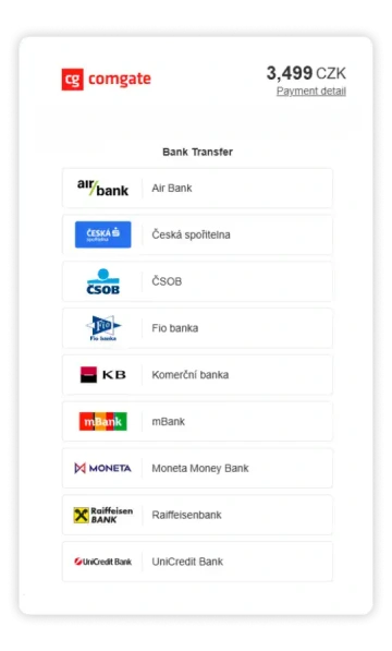 bankovní převod na platební bráně