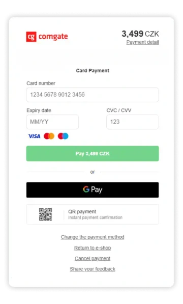 platba kartou na platební bráně
