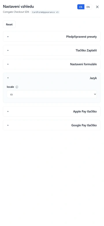 Web Checkout nastavení vzhledu