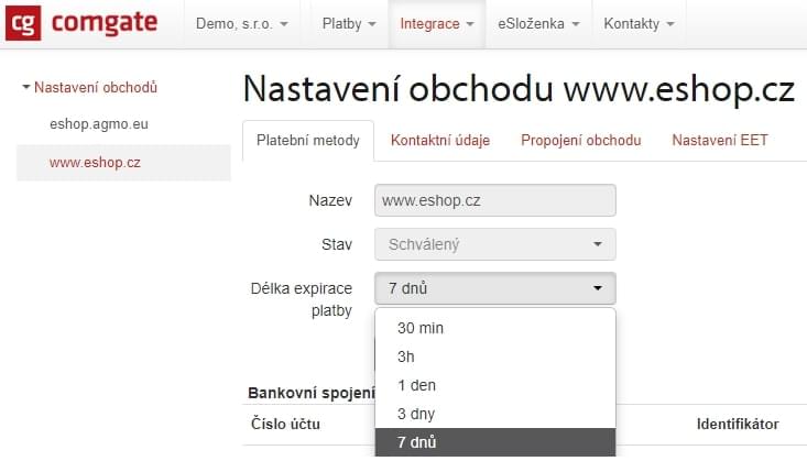 Nastavení délky expirace