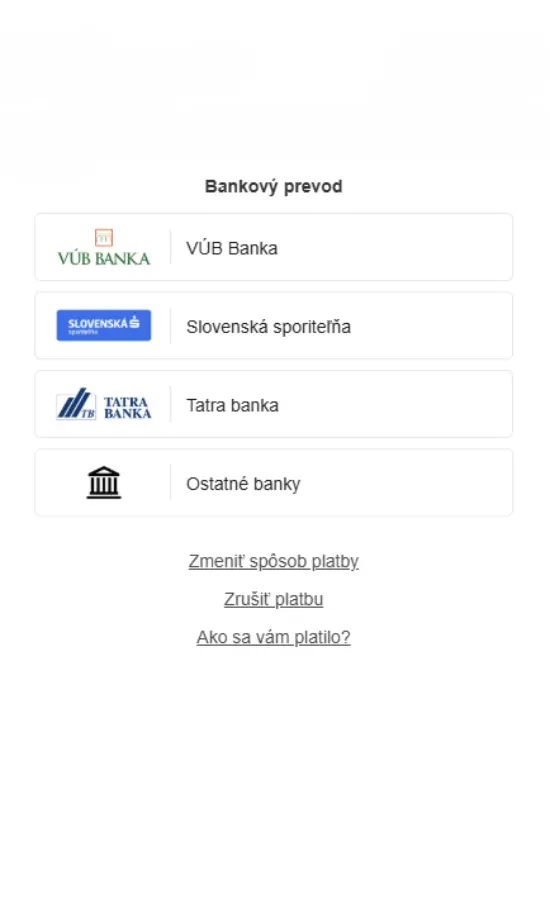 Bankovní převody na platební bráně